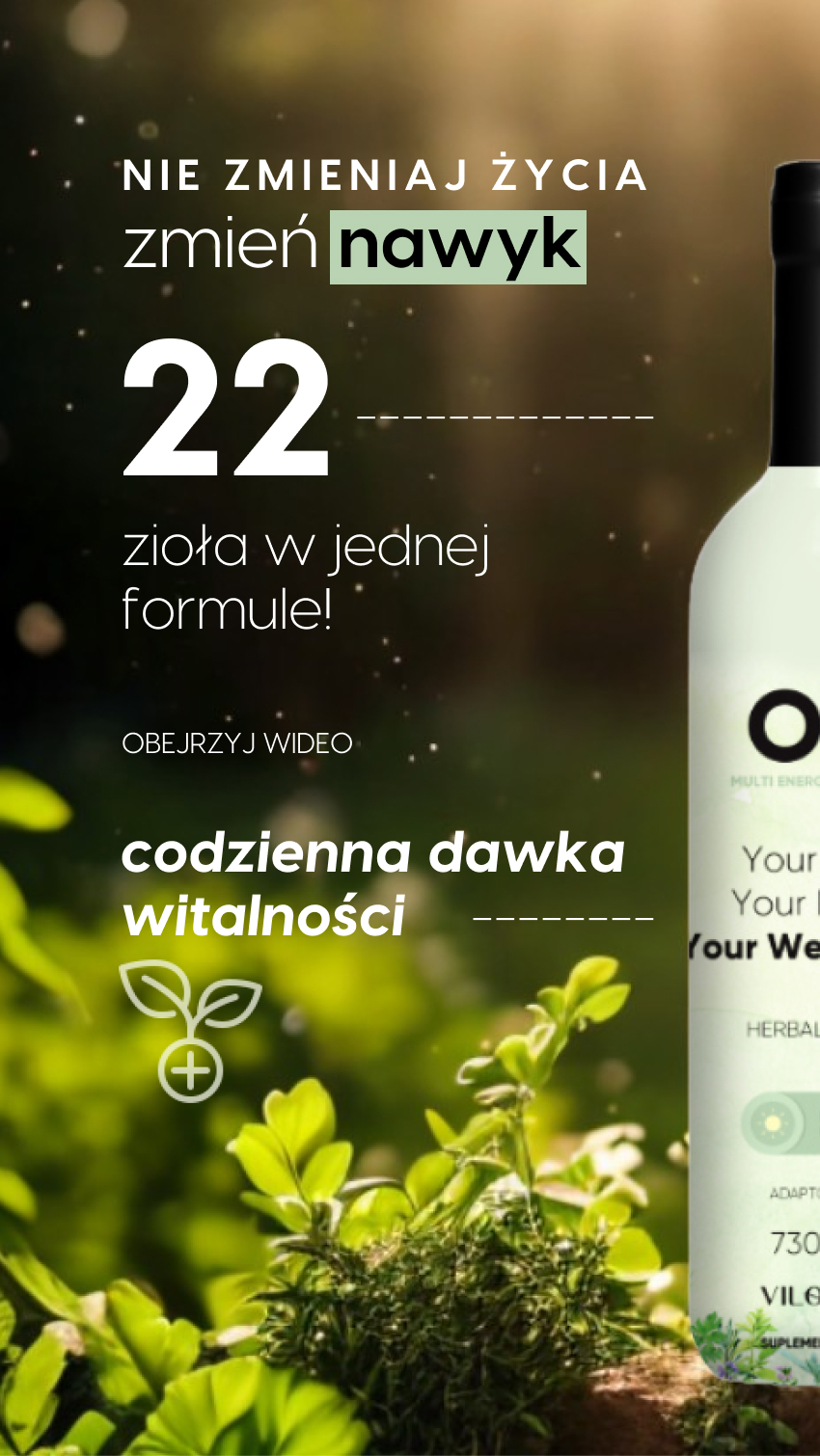 Multi ON Ziołowy - Cytryna + Alfalfa + Herbata assamska na witalność - płyn — story 1