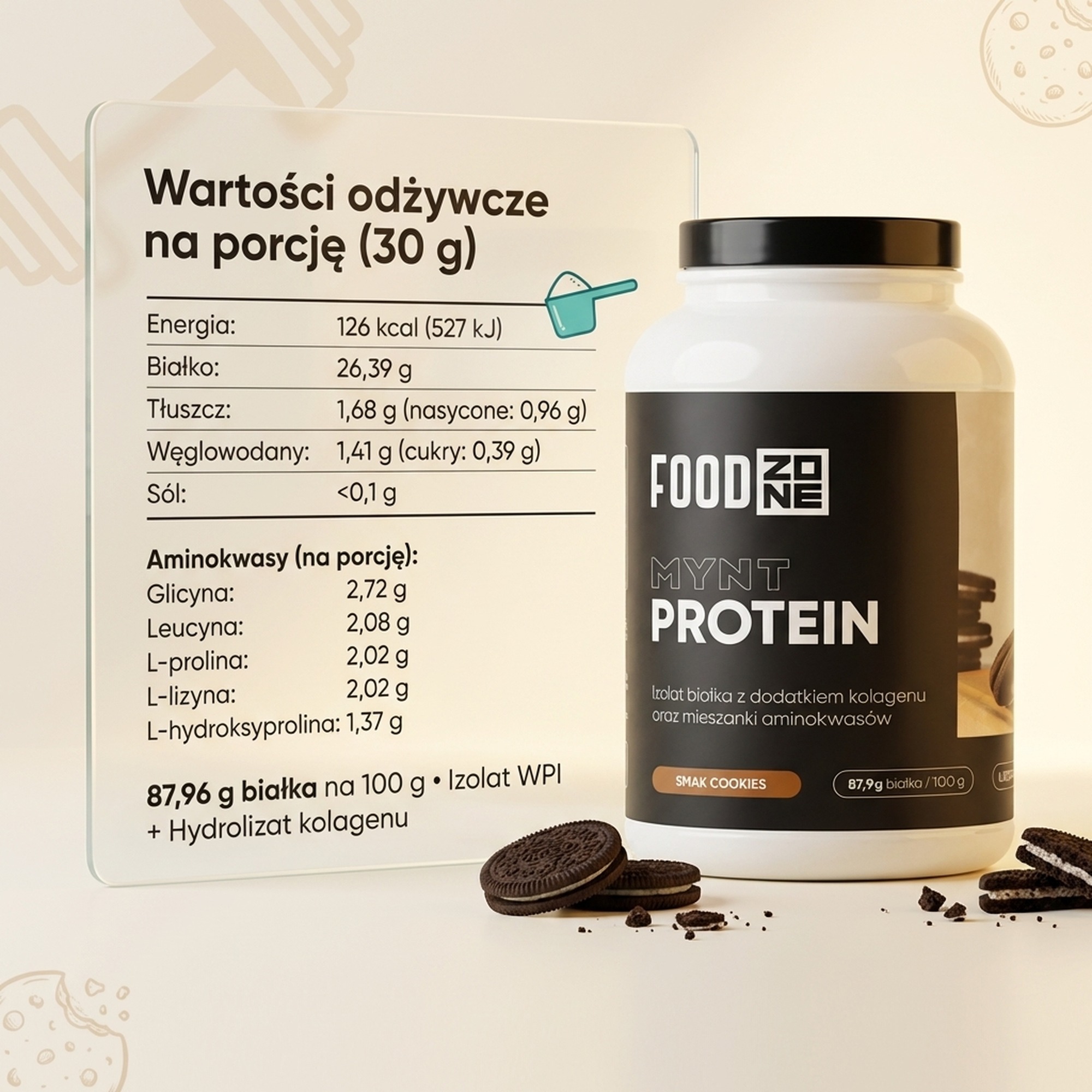 Skład MYNT PROTEIN 750g Cookies – Białko z Kolagenem® dla Mięśni i Stawów