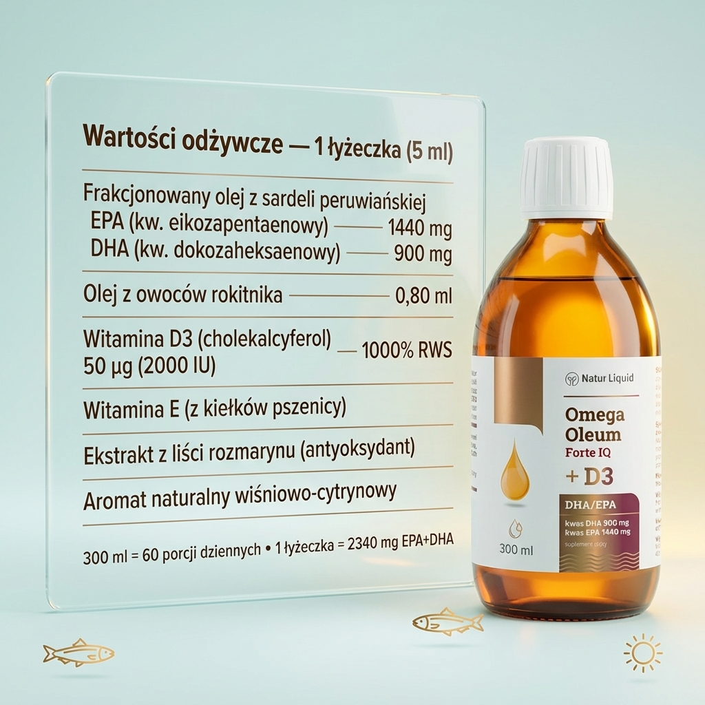 Wartości odżywcze Omega Oleum Forte IQ + D3