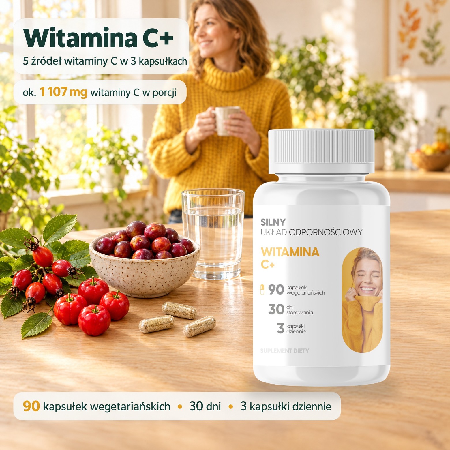 Witamina C+ - dzika róża, acerola i camu camu dla odporności i kolagenu