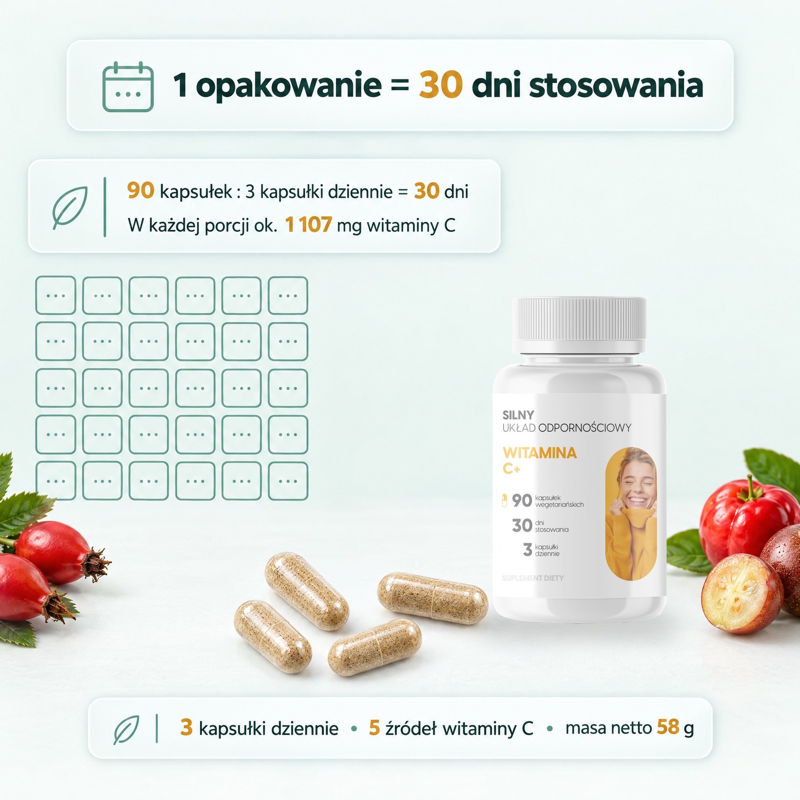 Witamina C+ - dzika róża, acerola i camu camu dla odporności i kolagenu